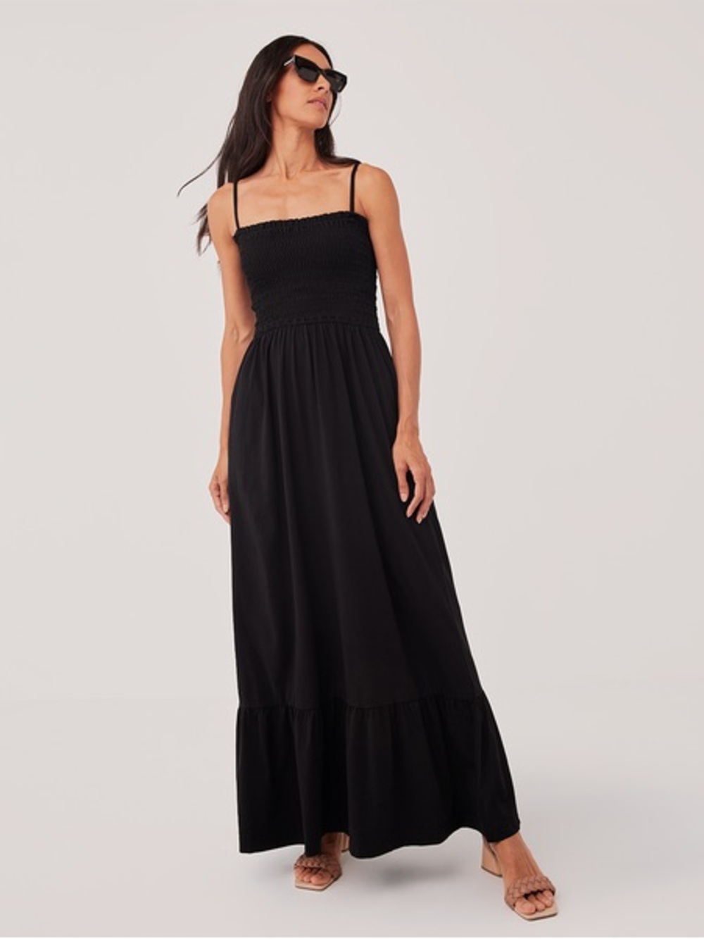 Pact Soirée Burgundy Smocked Maxi Dress Medium - Picture 2 of 6